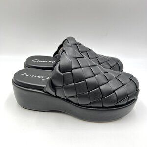 Circus NY Sam Edelman Womens 6.5 Julieta Black Woven Platform Mules Clogs Shoes‎